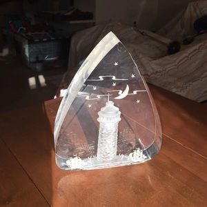 MidCentury Nautical Lucite Sculpture w LightHouse